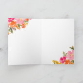 Carte De Remerciements Moderne orangé fleurs script douche nuptiale (Intérieur)