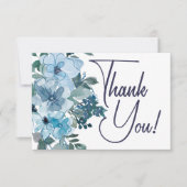 Carte De Remerciements Moderne Pastel Blue Rose Floral Mariage (Devant)