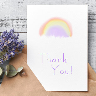 Carte De Remerciements Moderne pastel mauve aquarelle arc-en-ciel
