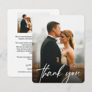 Carte De Remerciements Moderne Personnalisé 2 Photos Mariages Chic