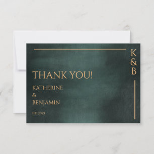 Carte De Remerciements Moderne Photo De Mariage Élégant Vert Émeraude Noi