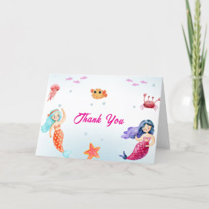 Carte De Remerciements Moderne Princesse Sirène Océan Baby shower de cora