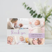 Carte De Remerciements Moderne Purple Baby girl Custom photo collage (Debout devant)