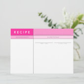Carte De Remerciements MODERNE RECEPE CARD organisateur bloc minimal rose (Debout devant)