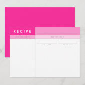 Carte De Remerciements MODERNE RECEPE CARD organisateur bloc minimal rose (Devant / Derrière)