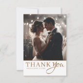 Carte De Remerciements Moderne Remerciements de Mariage Simples Or et Bla (Devant)