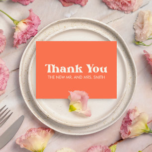 Carte De Remerciements Moderne Retro Bold & Mariage chic