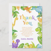 Carte De Remerciements Moderne Retro Dinosaur fête d'anniversaire (Devant)