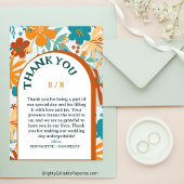 Carte De Remerciements Moderne rétro Élégant brillant Gras Floral Mariage