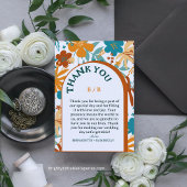 Carte De Remerciements Moderne rétro Élégant brillant Gras Floral Mariage