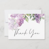 Carte De Remerciements Moderne romantique violet & Mariage Lilacs de tail (Devant)