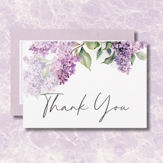 Carte De Remerciements Moderne romantique violet & Mariage Lilacs de tail