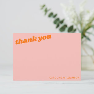Carte De Remerciements Moderne Rose Orange Rétro Diplômé Personnalisé