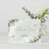 Carte De Remerciements Moderne Rustique feuilles floraux et faux or (Debout devant)