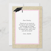 Carte De Remerciements Moderne Rustique Rose photo Graduation (Dos)
