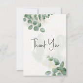 Carte De Remerciements Moderne Sage Green Eucalyptus & Gold Mariage (Devant)