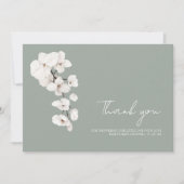 Carte De Remerciements Moderne Sage Vert Orchidées Blanches Baby shower F (Devant)