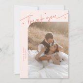 Carte De Remerciements Moderne Script Heart Peach Mariage (Devant)