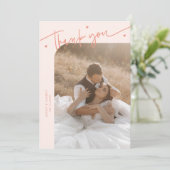 Carte De Remerciements Moderne Script Heart Peach Mariage (Debout devant)