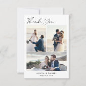 Carte De Remerciements Moderne script simple 4 collage photo mariage (Devant)