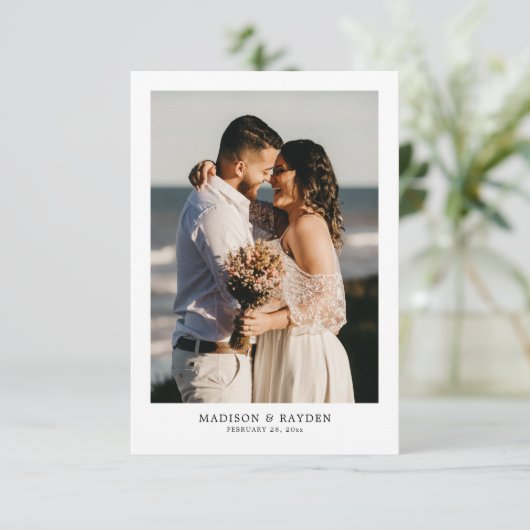 Carte De Remerciements Moderne simple avec Mariage photo (Debout devant)