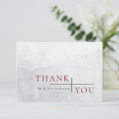 Carte De Remerciements Moderne Simple Burgundy Grey Aquarelle Mariage (Debout devant)