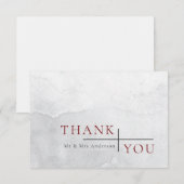 Carte De Remerciements Moderne Simple Burgundy Grey Aquarelle Mariage (Devant / Derrière)