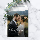 Carte De Remerciements Moderne Simple élégant Script 2 Photos Mariage
