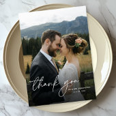 Carte De Remerciements Moderne Simple élégant Script 2 Photos Mariage