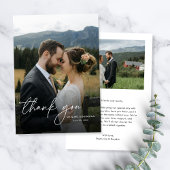 Carte De Remerciements Moderne Simple élégant Script 2 Photos Mariage