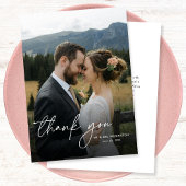 Carte De Remerciements Moderne simple élégante calligraphie Mariage photo