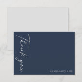 Carte De Remerciements Moderne Simple Marine Mariage gris (Devant / Derrière)