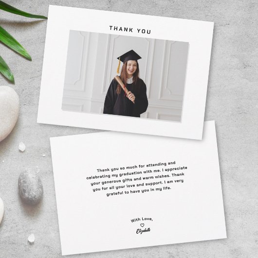Carte De Remerciements Moderne Simple Minimaliste Diplômé Photo