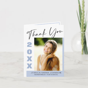 Carte De Remerciements Moderne Simple Minimaliste Graduation 2 PHOTO Merc