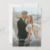 Carte De Remerciements Moderne Simple Script 2 Photo Mariage (Devant)