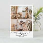Carte De Remerciements Moderne simple script coeur 6 photos mariage (Debout devant)