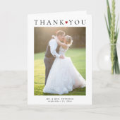 Carte De Remerciements Moderne simple typographie 2 photos mariage (Devant)