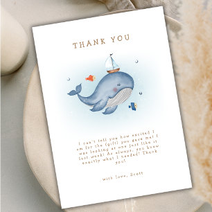 Carte De Remerciements Moderne Sous Le Baby shower See Whale Nautica