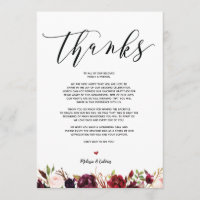 Carte de remerciements moderne v1 de mariage