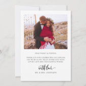 Carte De Remerciements Moderne Whimsical Énorme Script 2 Mariage photo (Dos)