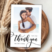 Carte De Remerciements Moderne Whimsical Énorme Script 2 Mariage photo