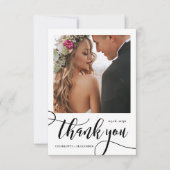 Carte De Remerciements Moderne Whimsical Huge Gold Script 2 Mariage photo (Devant)