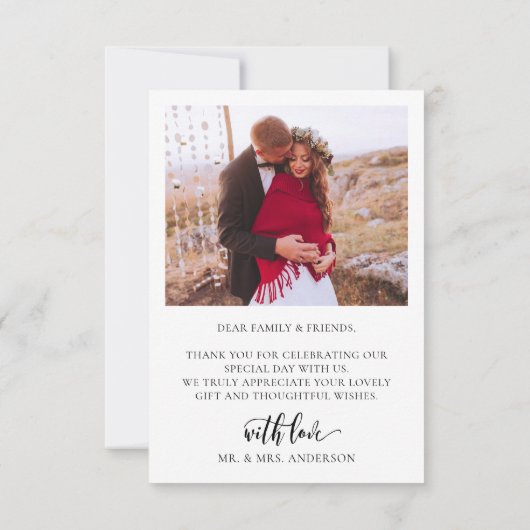 Carte De Remerciements Moderne Whimsical Huge Gold Script 2 Mariage photo (Dos)