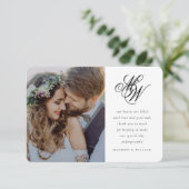 Carte De Remerciements Moins Chic Monogramme 2 Mariage photo (Debout devant)