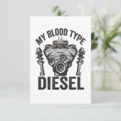 Carte De Remerciements Mon groupe sanguin Diesel Funny Auto mécanicien Ha (Debout devant)