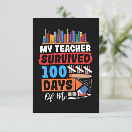 Carte De Remerciements Mon professeur a survécu 100 jours avec moi (Debout devant)