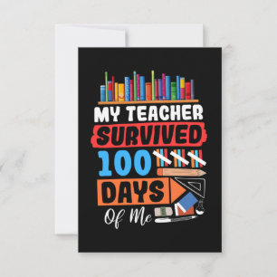 Carte De Remerciements Mon professeur a survécu 100 jours avec moi