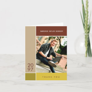 Carte De Remerciements Mondrian Simple Color Blocks Graduation Photo