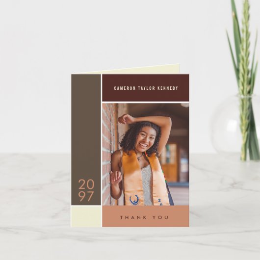 Carte De Remerciements Mondrian Simple Color Blocks Graduation Photo (Devant)