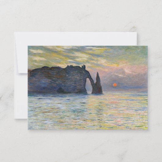 Carte De Remerciements Monet - Le Manneport, Falaise à Etretat, coucher d (Devant)